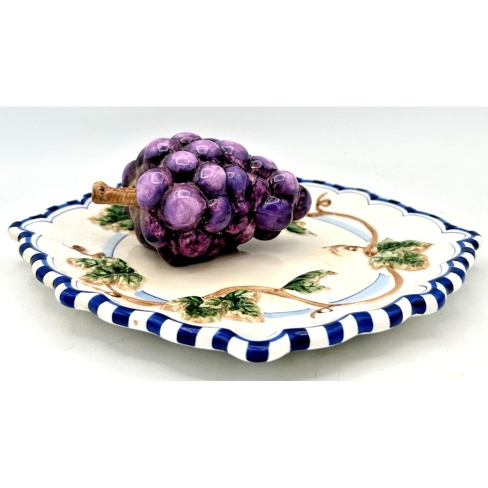Vintage Ganz Bella Casa 3D Plate Raised Grapes and Vines‎ Wall Hanging 8 inches